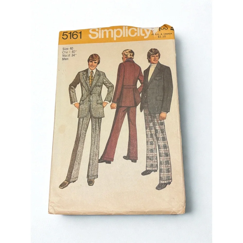 Vintage 1970s Men's Sewing Pattern Lot Simplicity 5161 6694 McCall's 3581 Suits